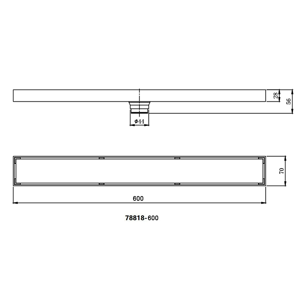 600mm Brushed Brass Linear Floor Waste