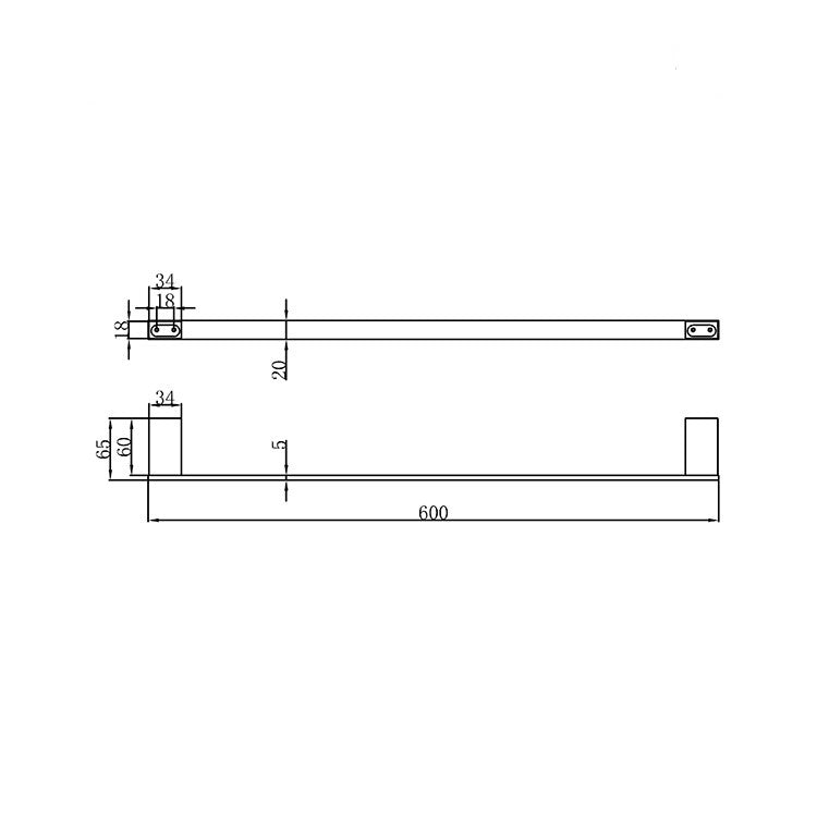 Byron 600mm Single Towel Rail