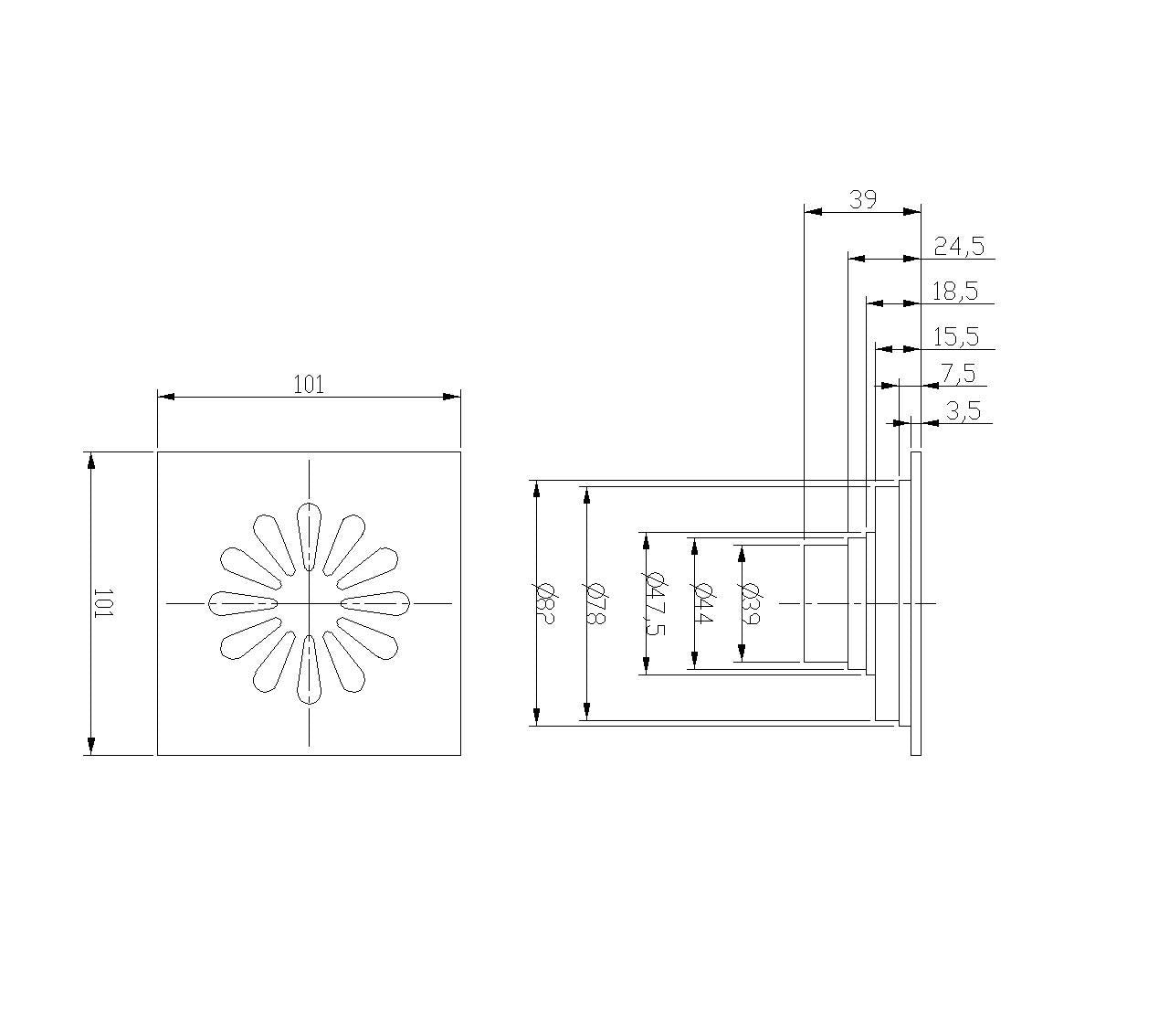 Floor Waste Anti-Smell 100x100mm