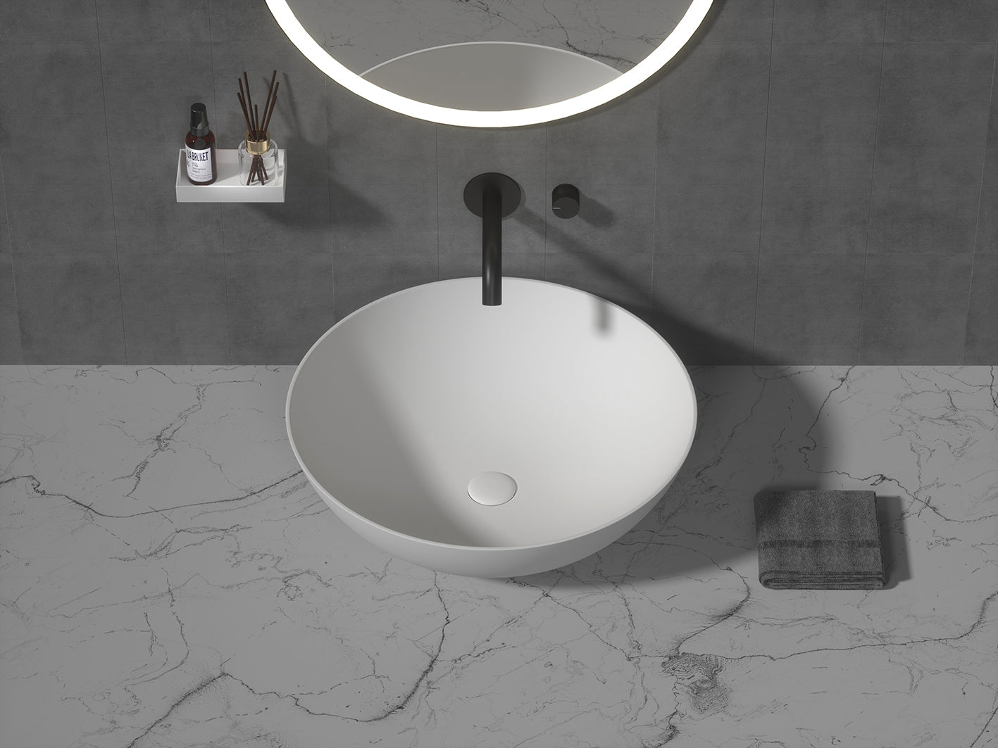 Emily Round Basin - Matte White