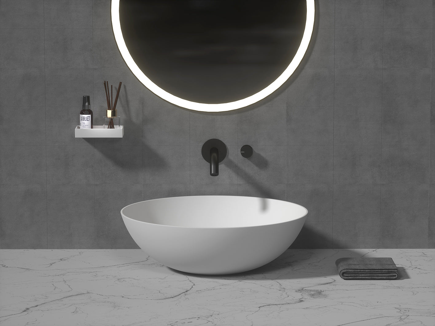 Emily Round Basin - Matte White