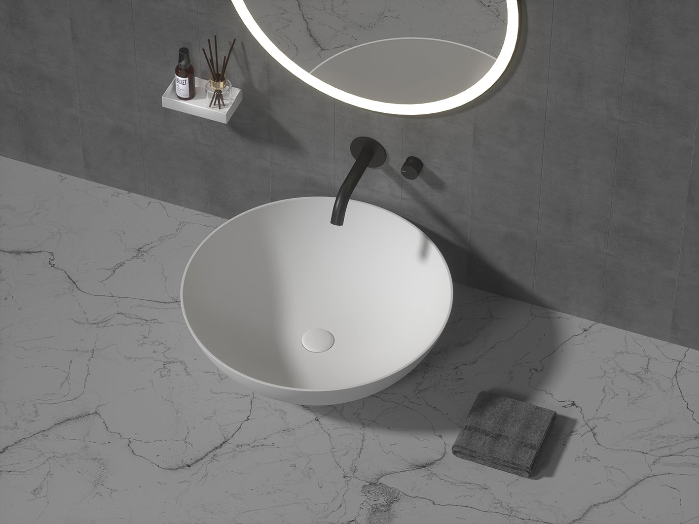 Emily Round Basin - Matte White