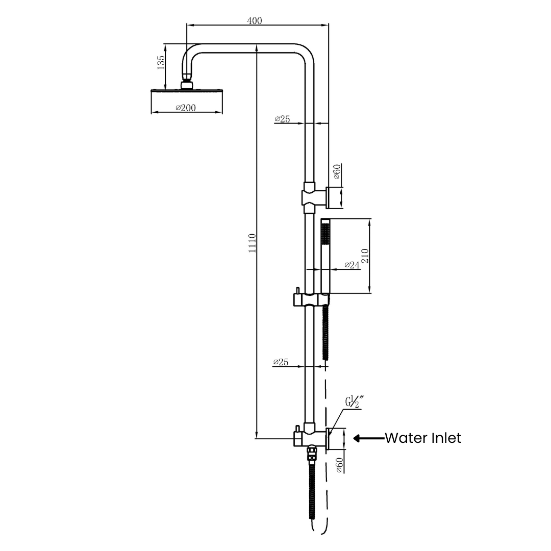 Bargara Shower Rail Set - Brushed Brass