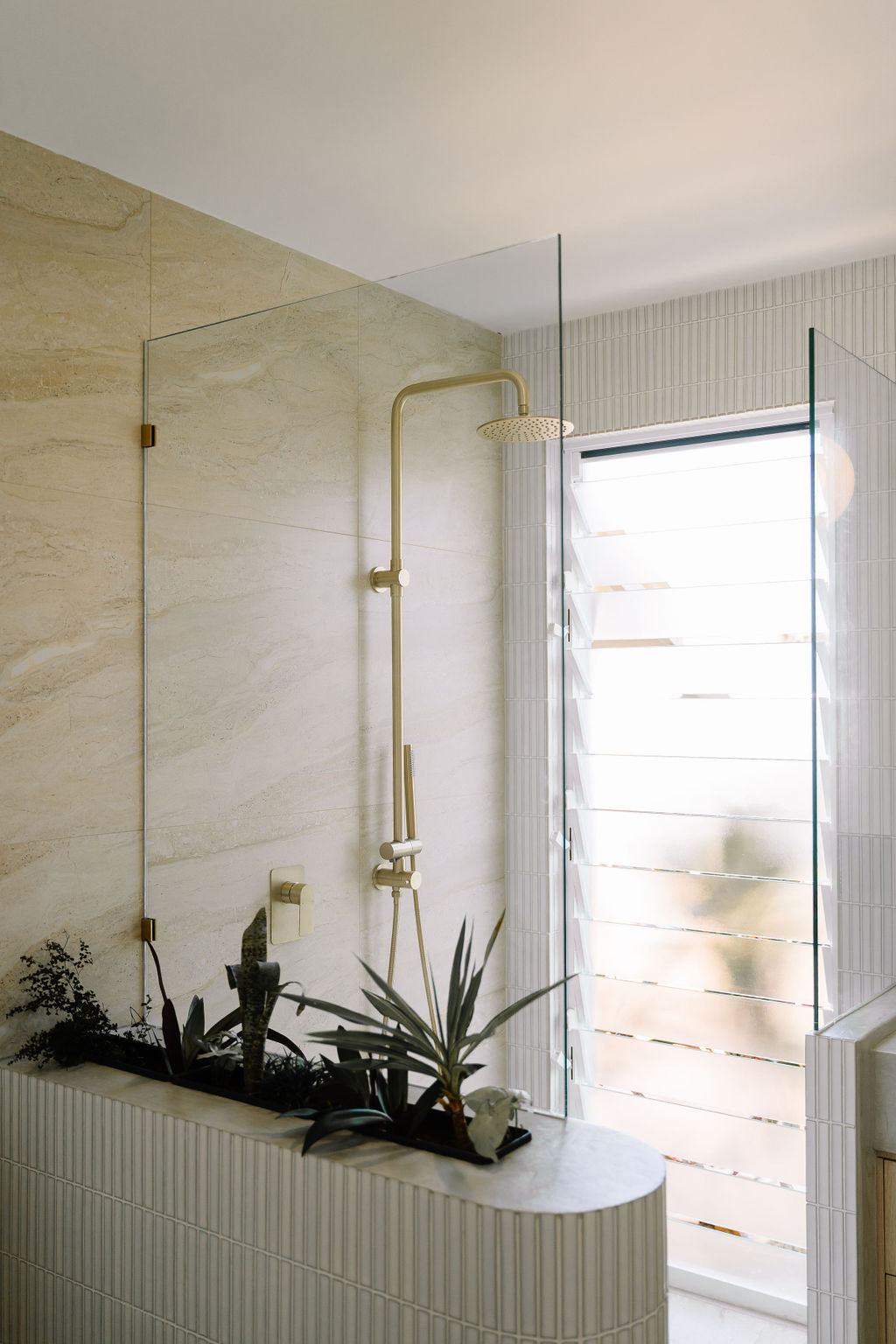 Brushed Brass Shower Head and handheld shower