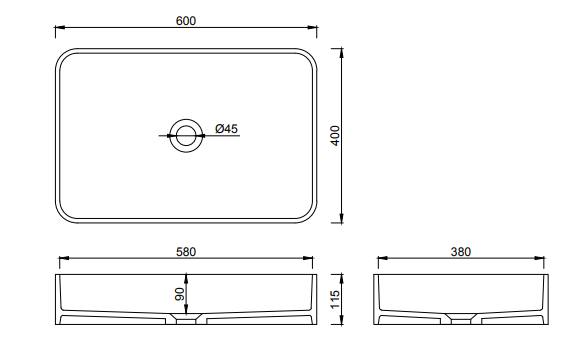 Clara Rectangle Basin - Matte White